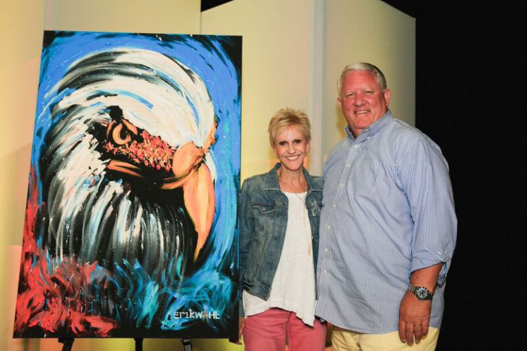 Sandra and Bill Dowell show off some beautiful artwork