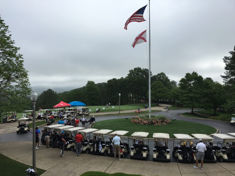 Carts lined up for the Ronald McDonald House Golf Classic