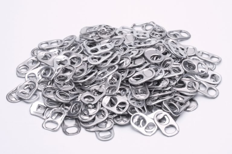 A pile of soda can pop tabs