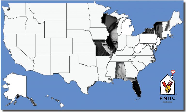 Map of the United States showing which states have donated to Red Shoe Run