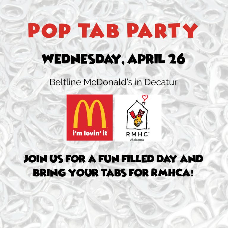 Pop Tab Party Wednesday, April 26 at Beltline McDonald's in Decatur