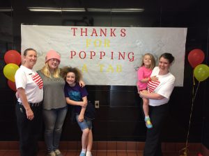 Leah Victoria Abby Chloe Erin with pop tab banner