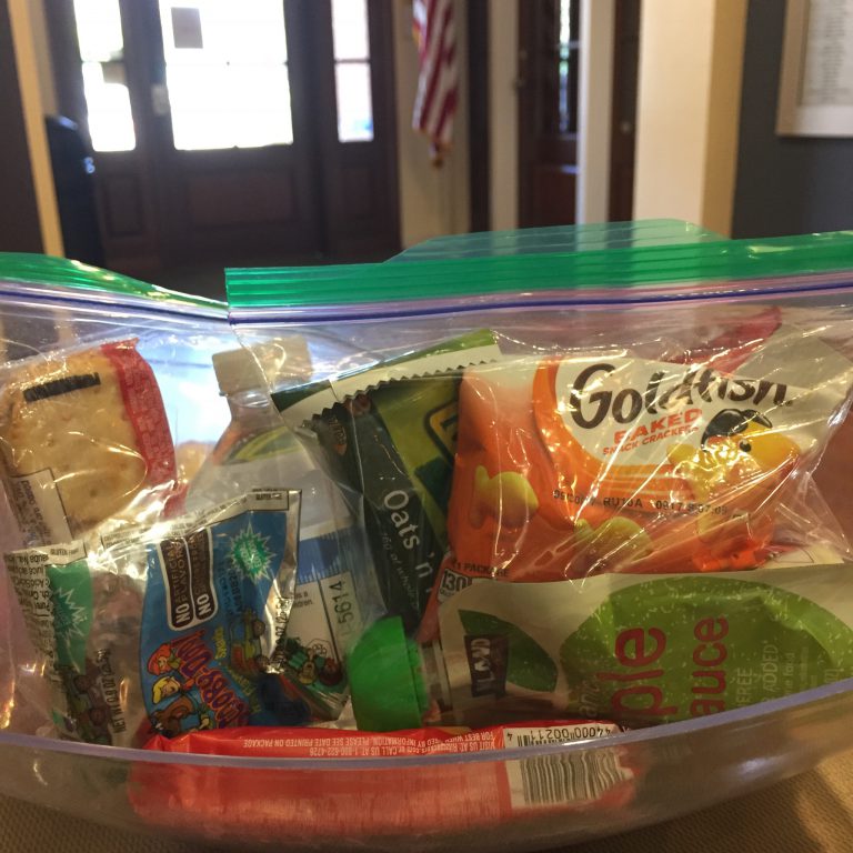 Grab and go snack bags in a bowl