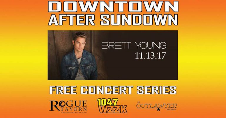Downtown After Sundown poster with Brett Young's photo