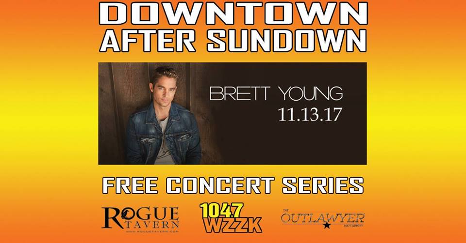 Downtown After Sundown poster with Brett Young's photo