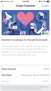 Step 5: Complete your fundraiser goal and time limit and hit create!