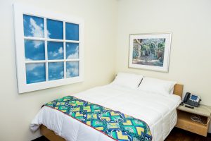 There are three private sleeping rooms at the Family Room.
