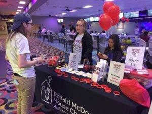The raffle table at Bowlapalooza