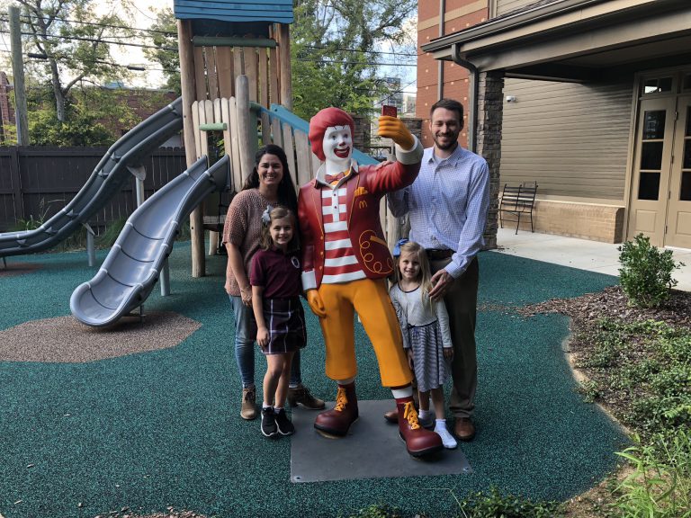 The McCarty family finishes a tour of the Ronald McDonald House.