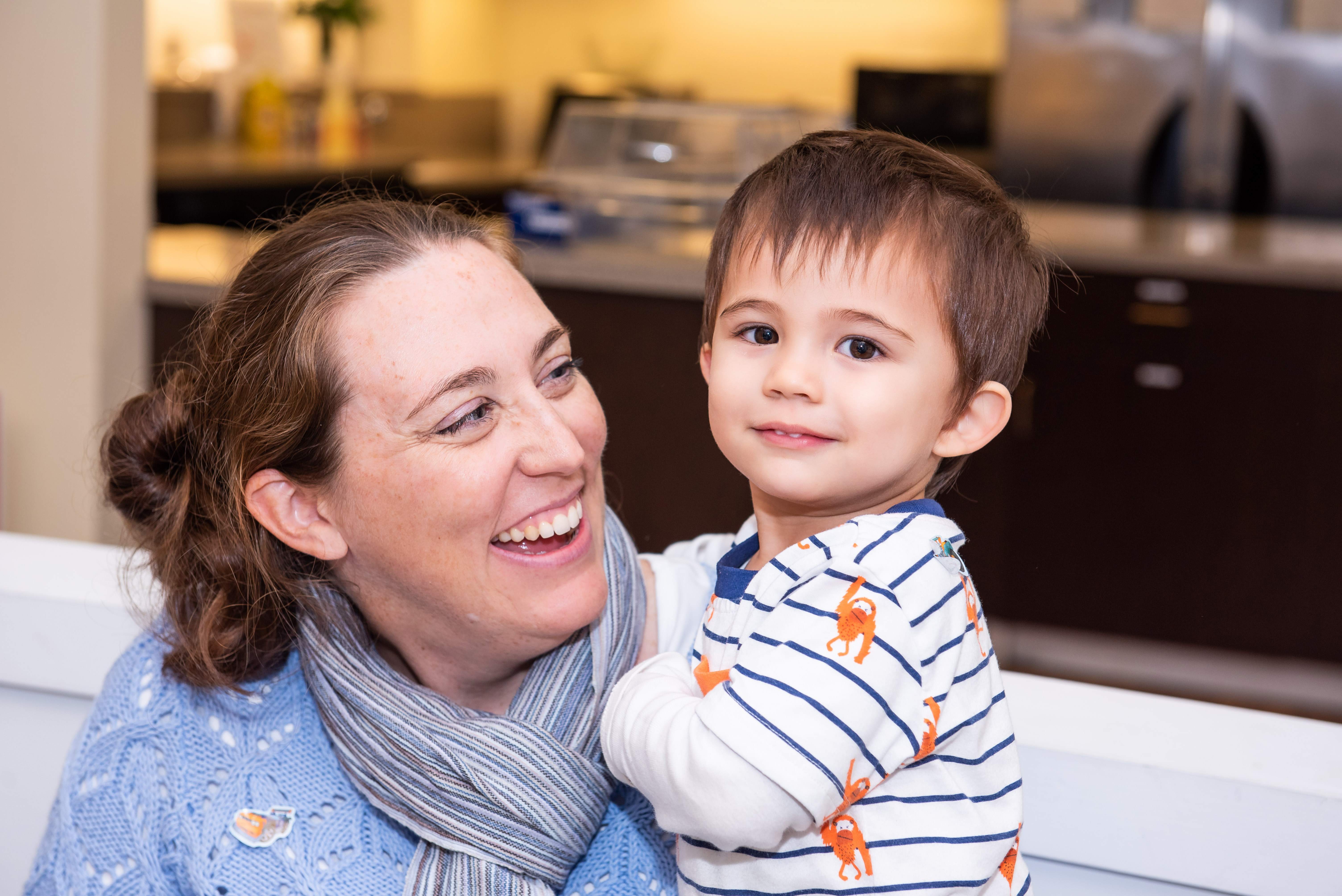 Mom smiles at son