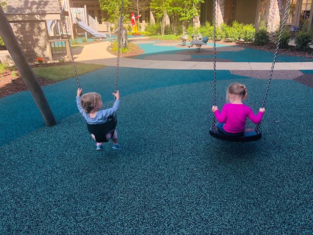 Ava and Skye swinging. Source: Family