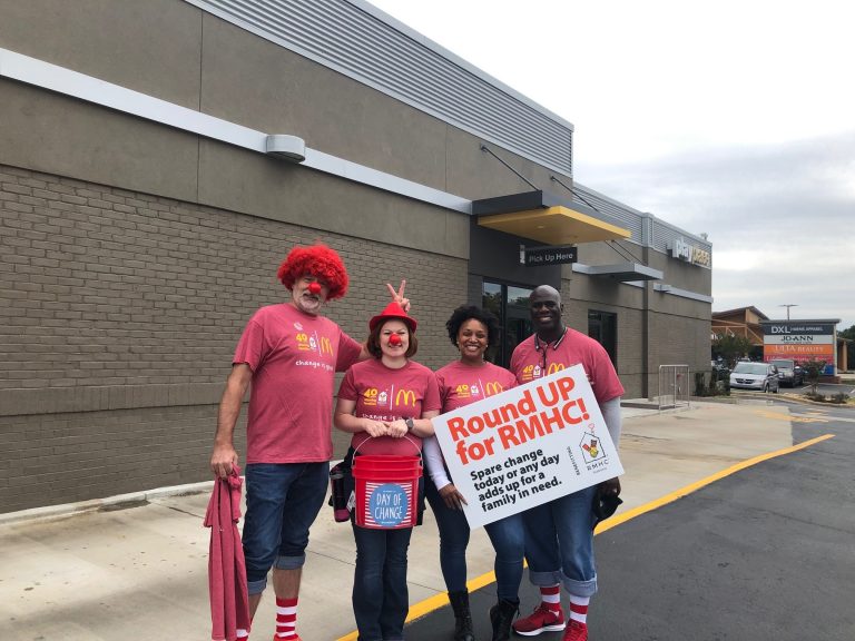 Volunteers in the drive-thru at McDonald's for Day of Change