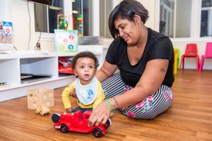Esha plays with Quinlavan.