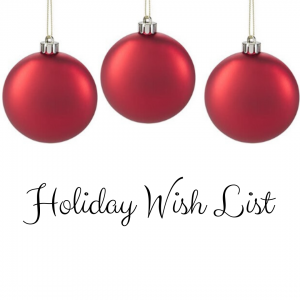 Holiday Wish List with ornaments graphic