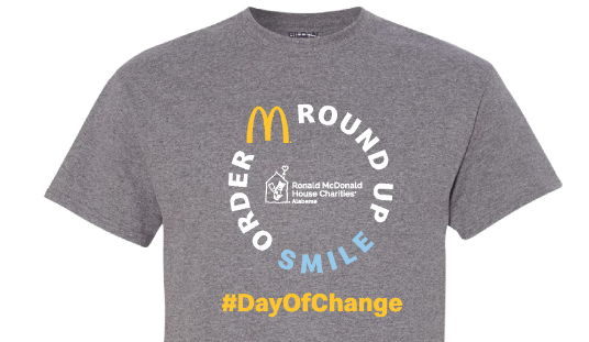 Gray t-shirt with the words Order Roundup Smile hashtag Day of Change