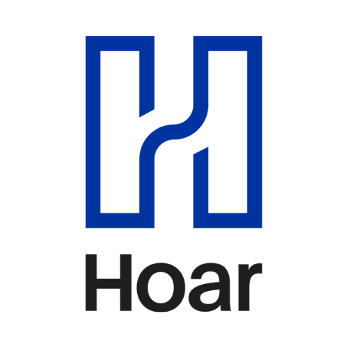 Blue letter H with the word Hoar underneath
