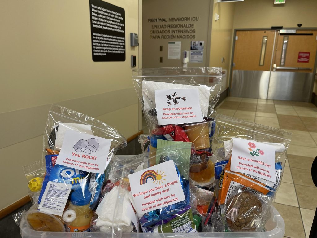 Clear bags filled with snacks and goodies