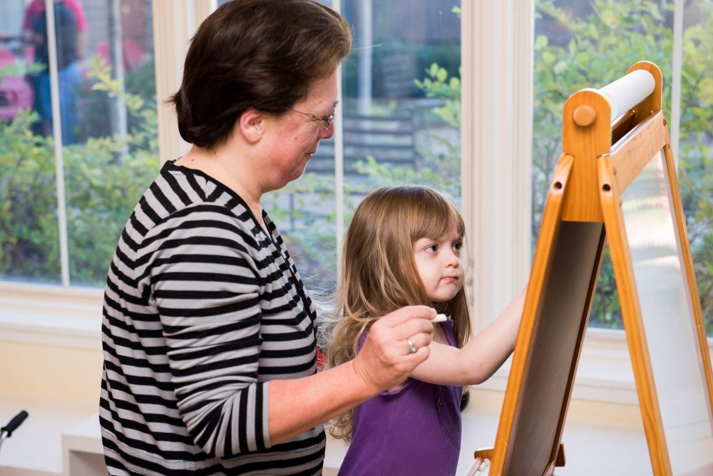 A grandmother and granddaughter