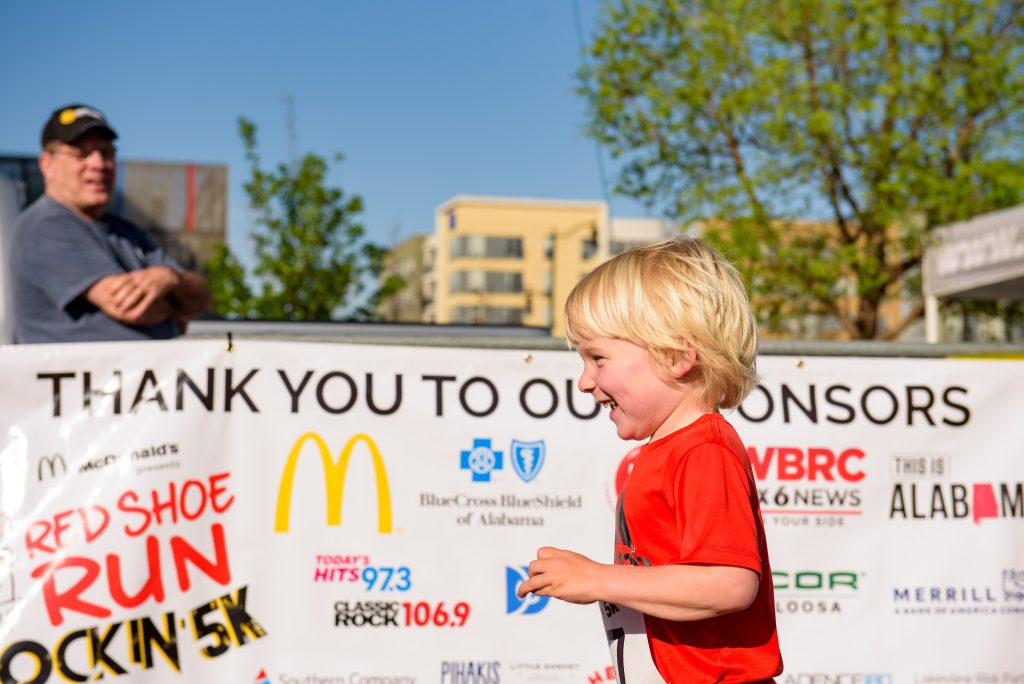 A banner with company logos