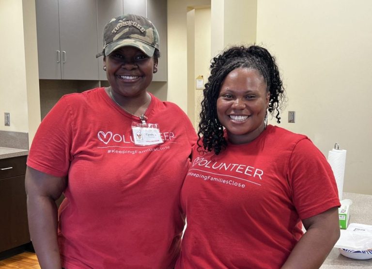 Two women volunteering