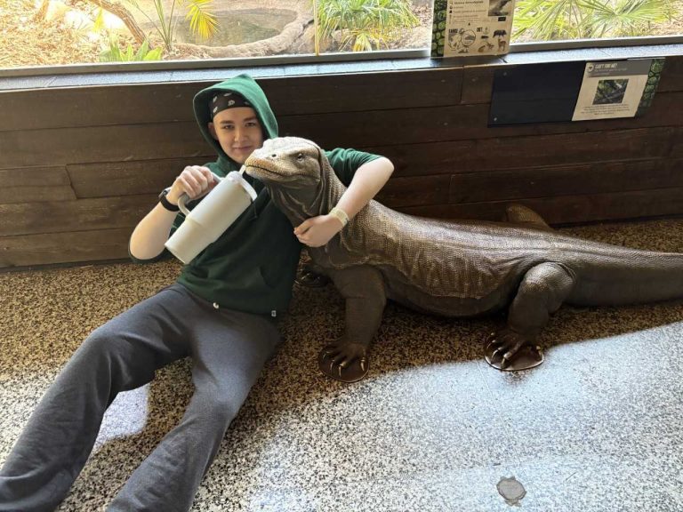Ethan feeding a dragon